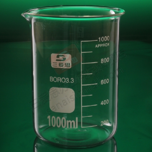 三爱思玻璃烧杯1000ml 耐高温厚壁高硼硅低型烧杯