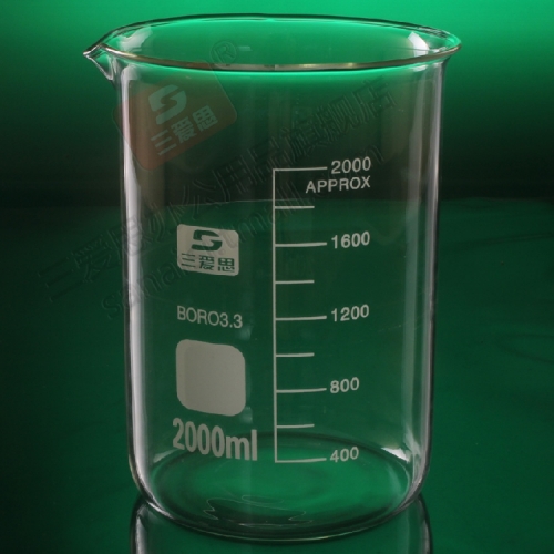 三爱思玻璃烧杯2000ml 耐高温厚壁高硼硅低型烧杯
