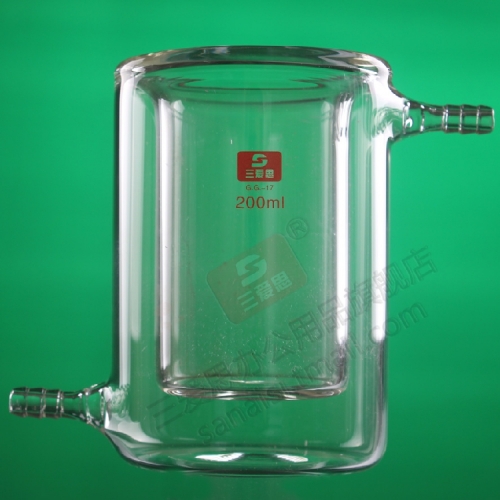 三爱思200ml双层夹套烧杯 夹套玻璃烧杯 光催化反应器 高硼硅加厚
